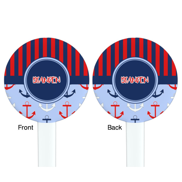 Custom Design - White Plastic 7" Stir Stick - Double Sided - Round - Front & Back