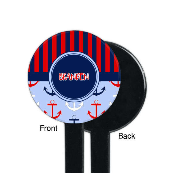 Custom Design - Black Plastic 7" Stir Stick - Single Sided - Round - Front & Back