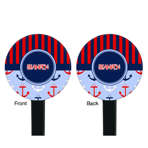 Custom Design - Black Plastic 7" Stir Stick - Double Sided - Round - Front & Back