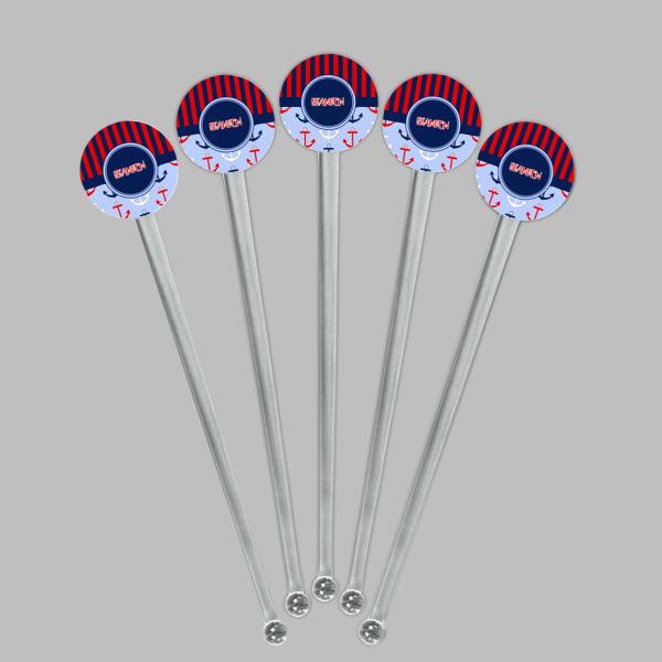 Custom Design - Clear Plastic 7" Stir Stick - Round - Fan View