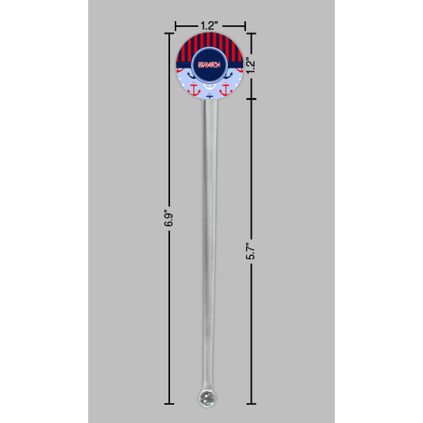 Custom Design - Clear Plastic 7" Stir Stick - Round - Dimensions