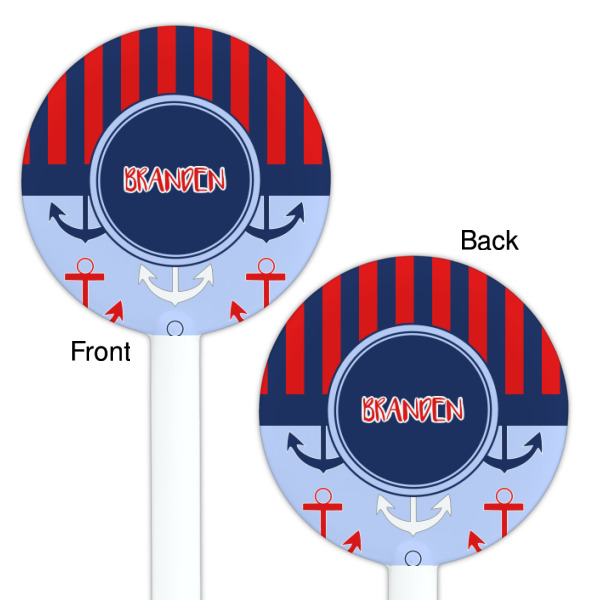 Custom Design - White Plastic 5.5" Stir Stick - Double Sided - Round - Front & Back