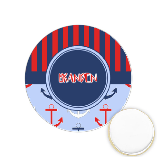 Custom Classic Anchor & Stripes Printed Cookie Topper - 1.25" (Personalized)