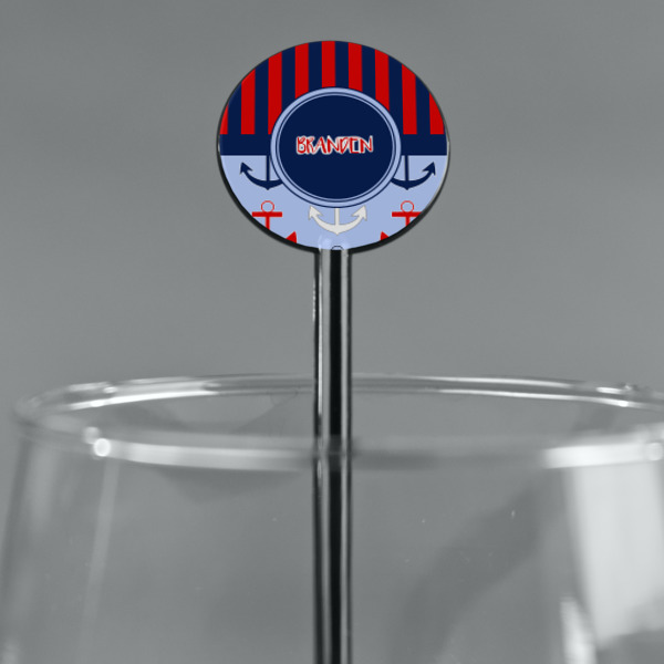 Custom Design - Black Plastic 5.5" Stir Stick - Round - Main