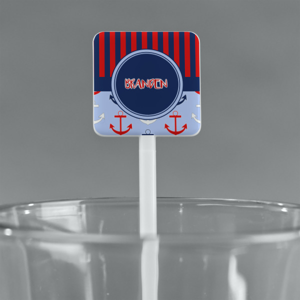 Custom Design - White Plastic Stir Stick - Square - Main