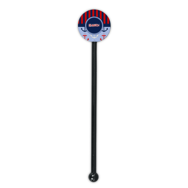 Custom Design - Black Plastic 5.5" Stir Stick - Round - Single Stick