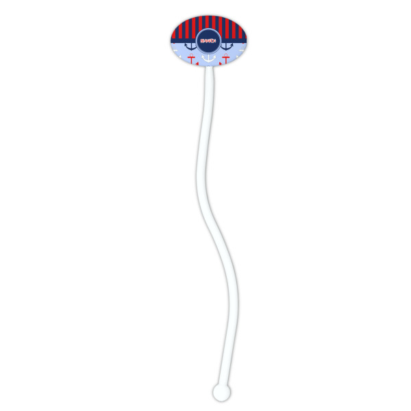 Custom Design - White Plastic 7" Stir Stick - Oval - Single Stick