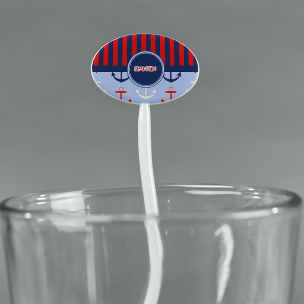 Custom Design - White Plastic 7" Stir Stick - Oval - Main