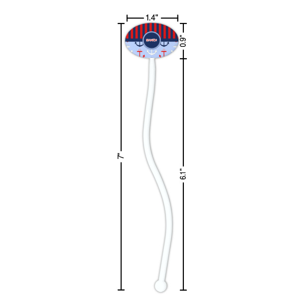Custom Design - White Plastic 7" Stir Stick - Oval - Dimensions