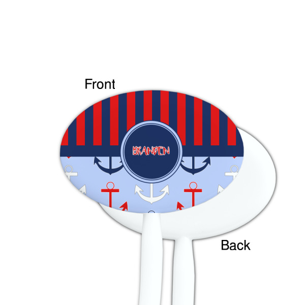 Custom Design - White Plastic 7" Stir Stick - Single Sided - Oval - Front & Back