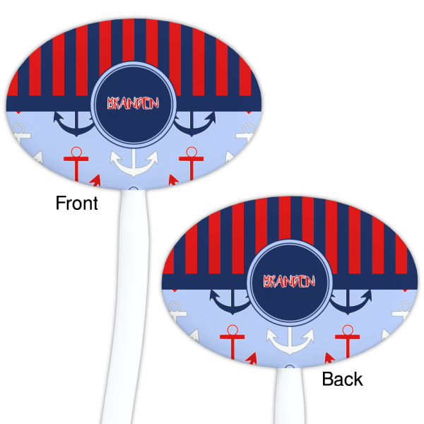 Custom Design - White Plastic 7" Stir Stick - Double Sided - Oval - Front & Back