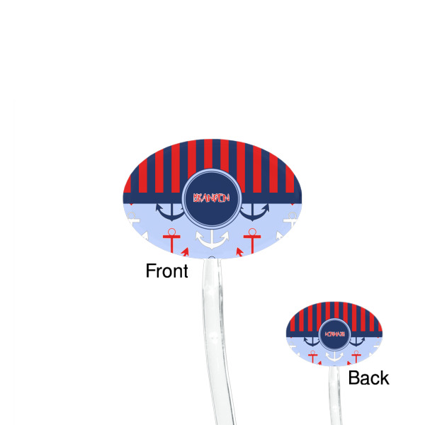 Custom Design - Clear Plastic 7" Stir Stick - Oval - Front & Back