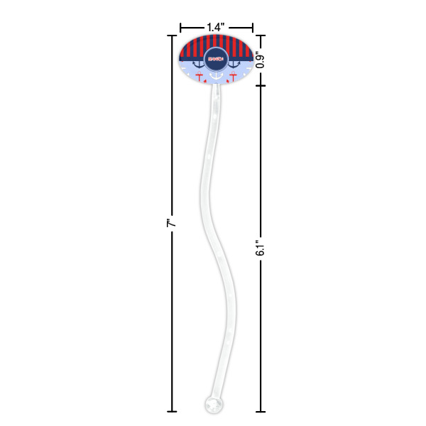 Custom Design - Clear Plastic 7" Stir Stick - Oval - Dimensions