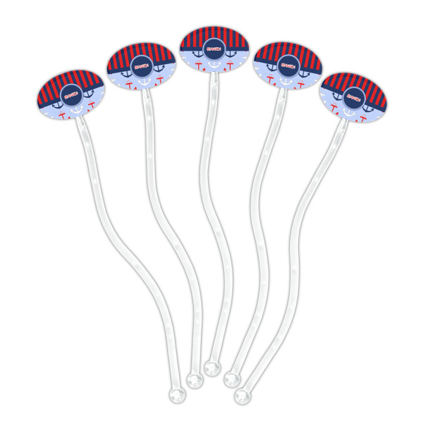 Custom Design - Clear Plastic 7" Stir Stick - Oval - Fan