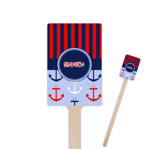 Custom Classic Anchor & Stripes Rectangle Wooden Stir Sticks (Personalized)