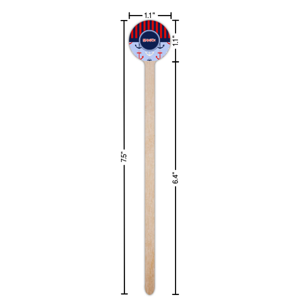 Custom Design - Wooden 7.5" Stir Stick - Round - Dimensions