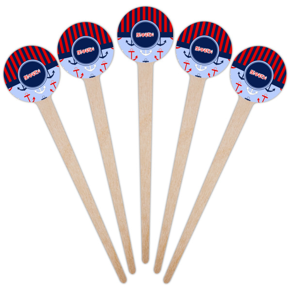 Custom Design - Wooden 4" Food Pick - Round - Fan View