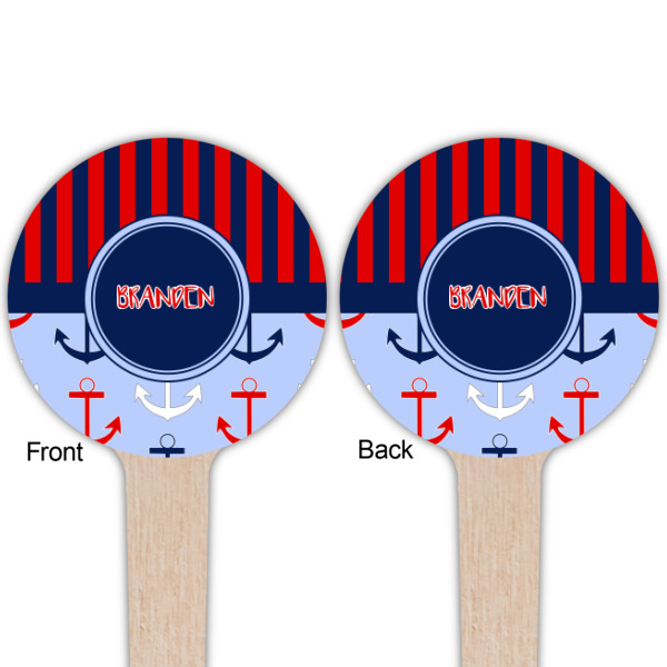Custom Design - Wooden 4" Food Pick - Round - Double Sided - Front & Back