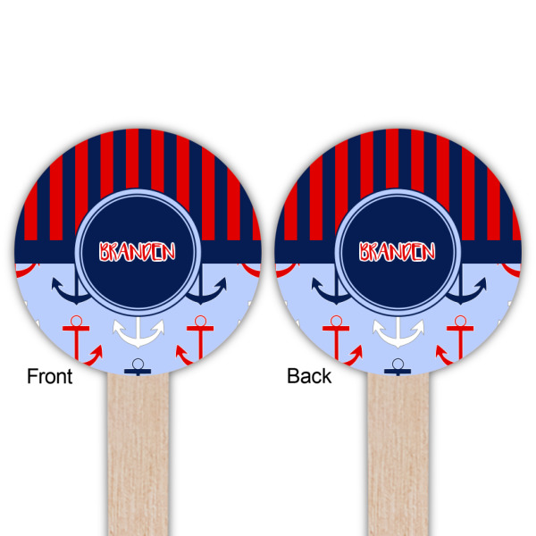Custom Design - Wooden 6" Food Pick - Round - Double Sided - Front & Back
