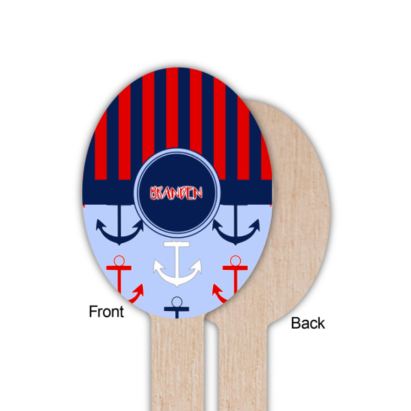 Custom Design - Wooden Food Pick - Oval - Single Sided - Front & Back