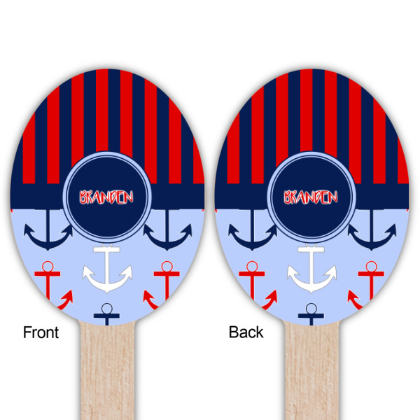Custom Design - Wooden Food Pick - Oval - Double Sided - Front & Back