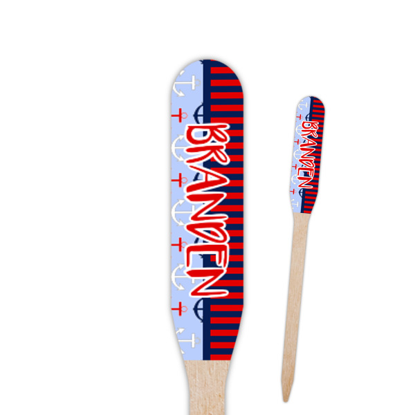 Custom Classic Anchor & Stripes Paddle Wooden Food Picks (Personalized)