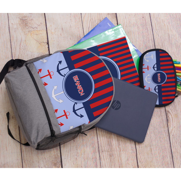 Custom Design - Large Backpack - Gray - With Stuff