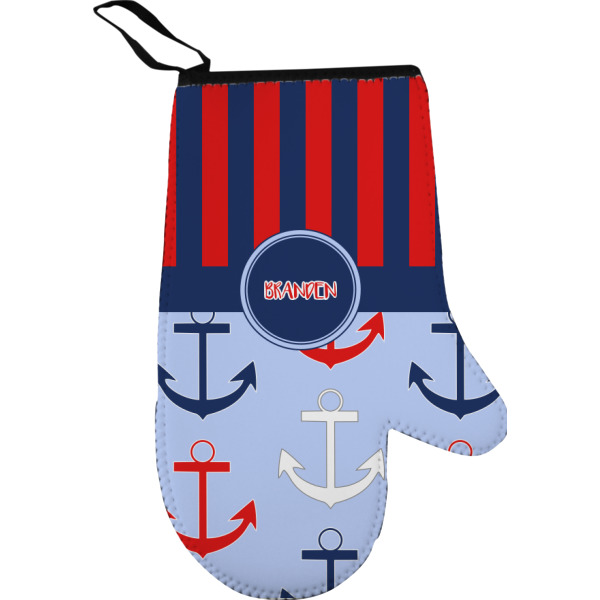 Custom Classic Anchor & Stripes Oven Mitt (Personalized)