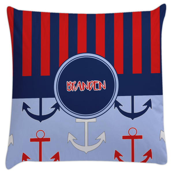 Custom Classic Anchor & Stripes Decorative Pillow Case w/ Name or Text
