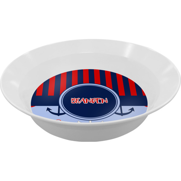 Custom Classic Anchor & Stripes Melamine Bowl (Personalized)