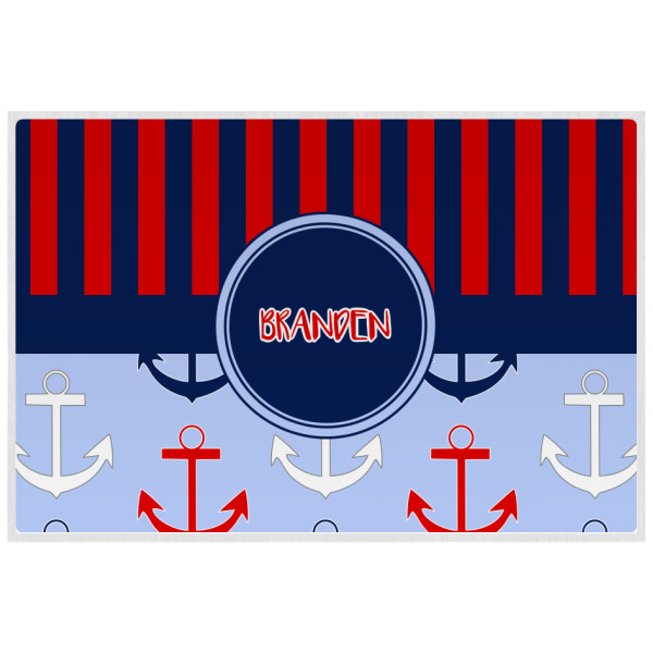 Custom Classic Anchor & Stripes Laminated Placemat w/ Name or Text