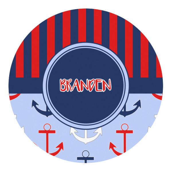 Custom Classic Anchor & Stripes Round Decal (Personalized)