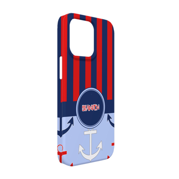Custom Classic Anchor & Stripes iPhone Case - Plastic - iPhone 13 Pro (Personalized)