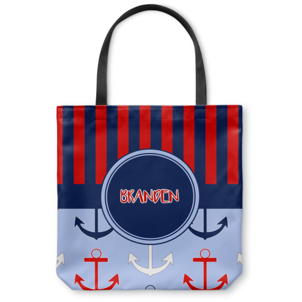 Custom Classic Anchor & Stripes Canvas Tote Bag (Personalized)
