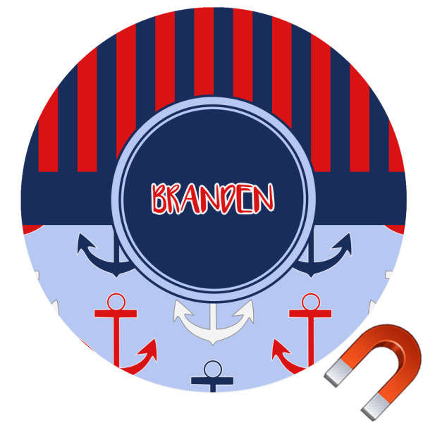 Custom Classic Anchor & Stripes Car Magnet (Personalized)