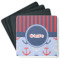 Classic Anchor & Stripes Square Rubber Backed Coasters - Set of 4 (Personalized)