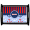 Classic Anchor & Stripes Black Wooden Tray - Large (Personalized)