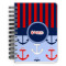 Classic Anchor & Stripes Spiral Notebook - 5x7 w/ Name or Text