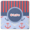 Classic Anchor & Stripes Square Rubber Backed Coaster (Personalized)