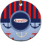 Classic Anchor & Stripes Round Ceramic Ornament w/ Name or Text