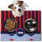Classic Anchor & Stripes Dog Food Mat - Medium w/ Name or Text