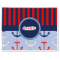 Classic Anchor & Stripes Single-Sided Linen Placemat - Single w/ Name or Text