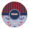 Classic Anchor & Stripes Round Linen Placemat (Personalized)