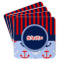Classic Anchor & Stripes Paper Coasters w/ Name or Text