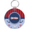 Classic Anchor & Stripes Round Plastic Keychain (Personalized)