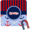 Classic Anchor & Stripes Square Fridge Magnet w/ Name or Text