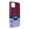 Classic Anchor & Stripes iPhone Case - Rubber Lined - iPhone 14 Plus (Personalized)