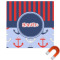 Classic Anchor & Stripes Square Car Magnet - 6" (Personalized)