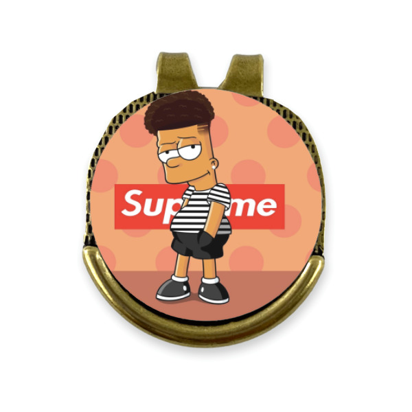 Custom Design - Golf Ball Marker Hat Clip Gold - Front