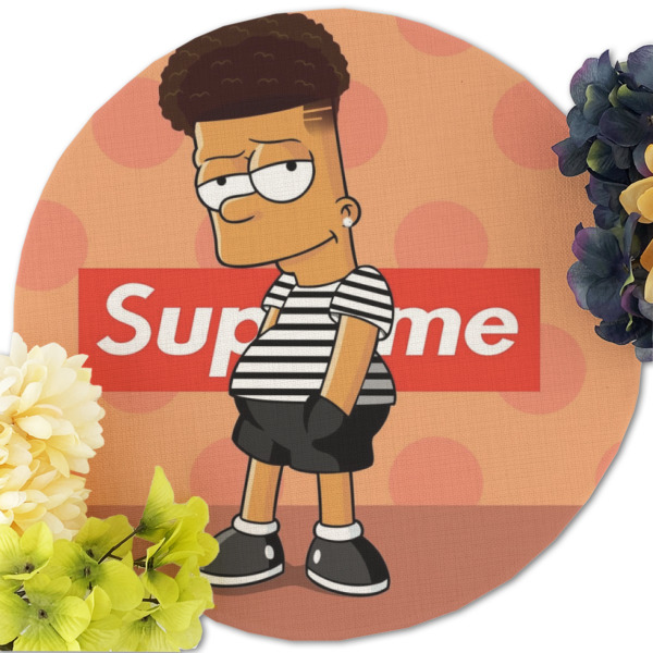 Custom Design - Round Linen Placemats - Front (w flowers)